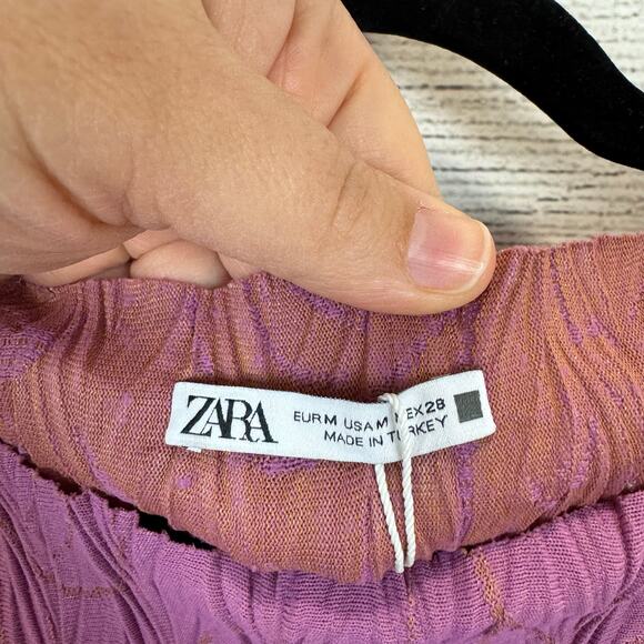 Zara Women's Purple & Gold Textured Jacquard Midi Dress Size Medium - Picture 7 of 9